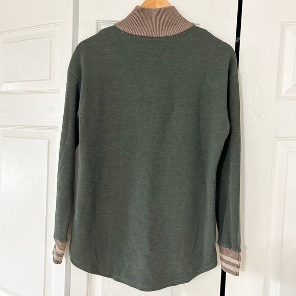 Krimson Klover Ceres Quarter Zip Pullover Tunic Green Brown Trim EUC Size Medium - Picture 6 of 7
